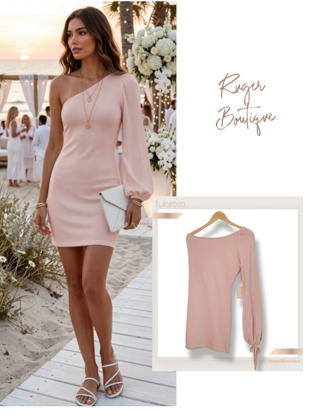 🌿NWT Tularosa Women's XXS Cotton Blush Pink One Shoulder Mini Dress